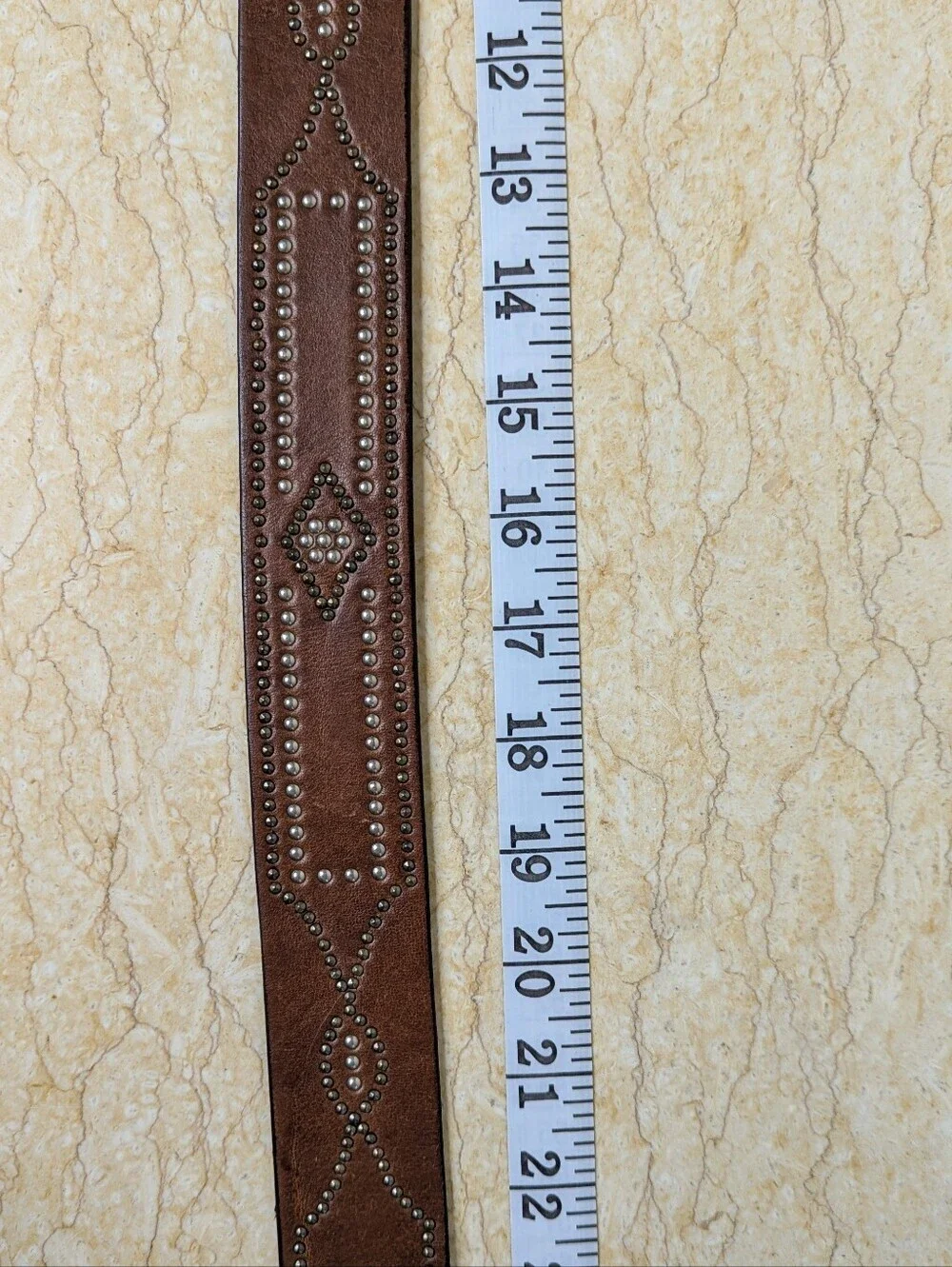 Vintage Express Italian Brown Leather Silver Studded Belt Women's Med